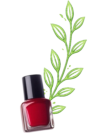 Nail polish bottle with leaf decoration